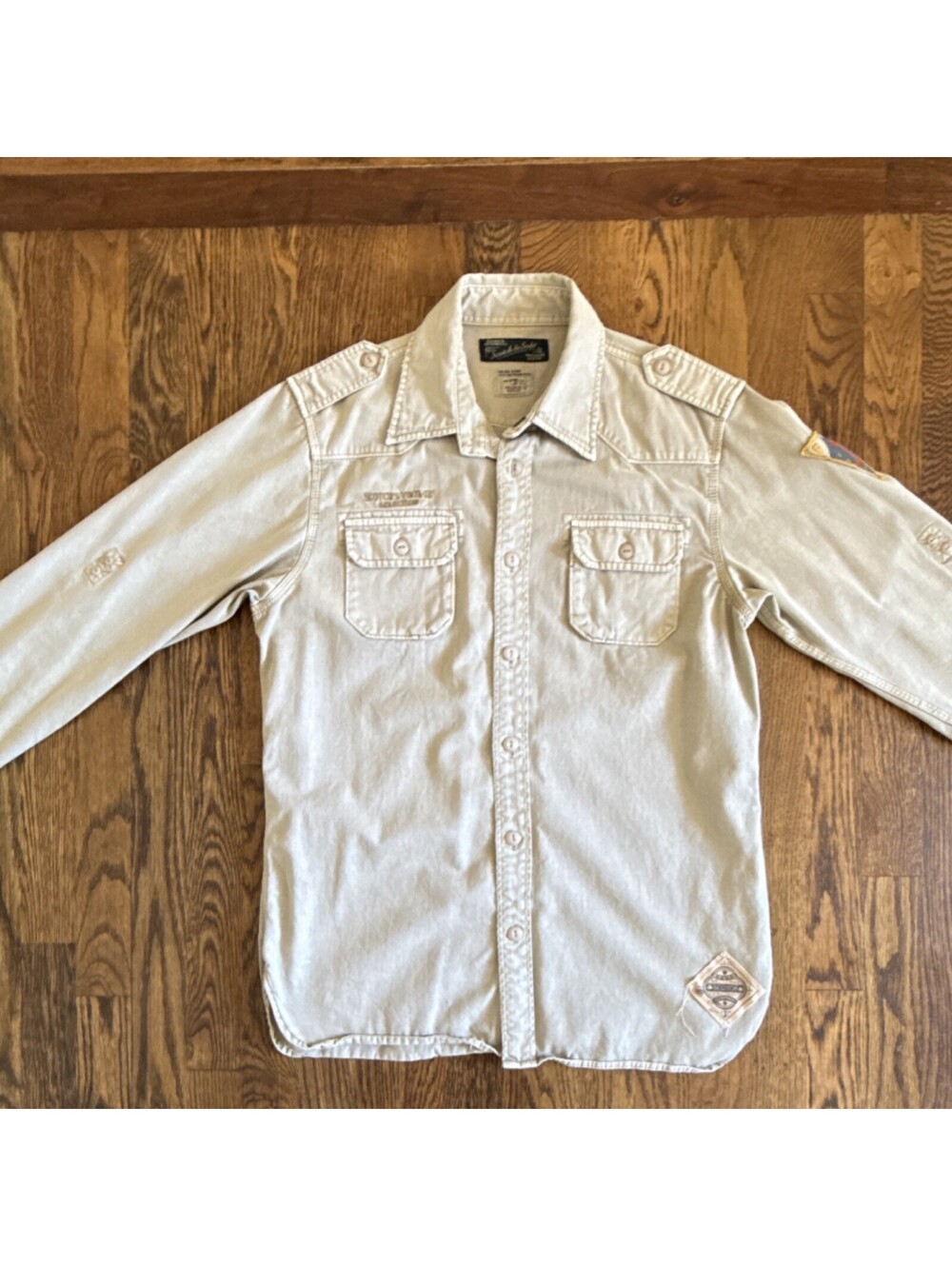 Scotch & Soda Beige Cotton Button-Up Shirt L Embroidered Scotch's Vintage Selec…